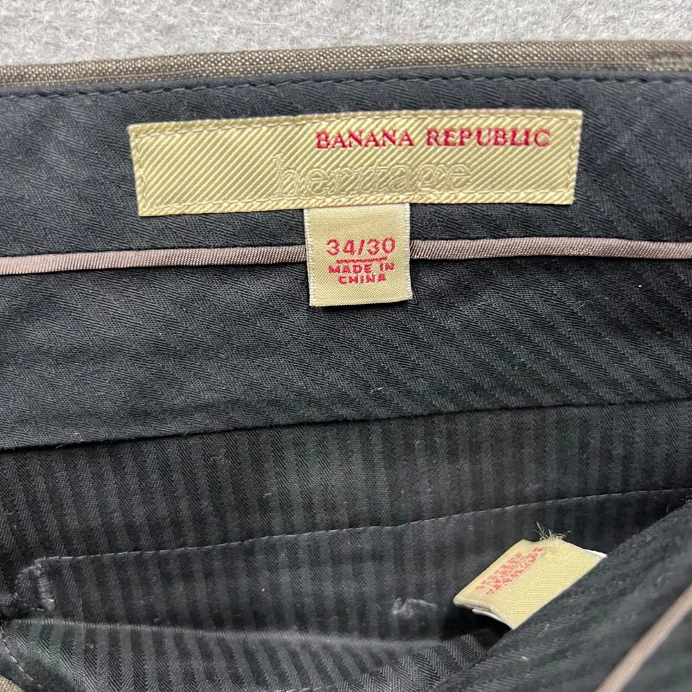 Vintage Banana Republic Heritage Mens Wool Linen Blend Dress Pants Brown 34x30